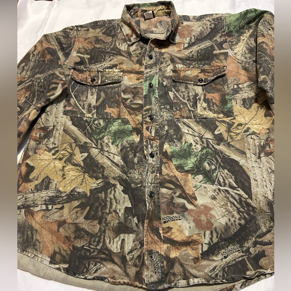 Ranger button up long sleeves shirt, camo, size L